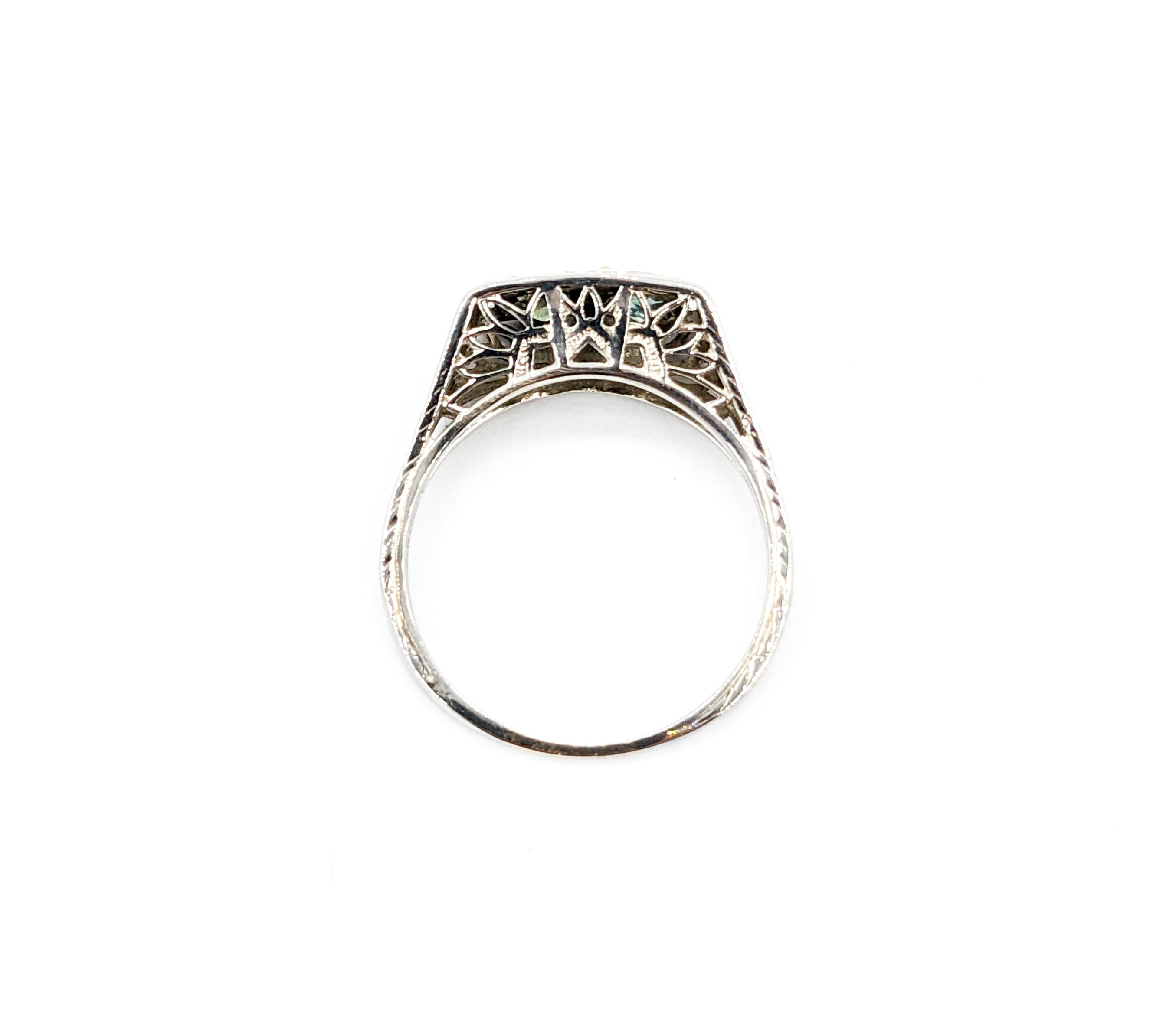 Wonderful Art Deco Color Change Alexandrite Ring in 18Kt White Gold 4