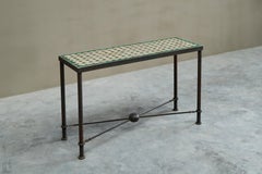 Wonderful Art Deco Console Table in Patinated Iron and Tiles 1940s
