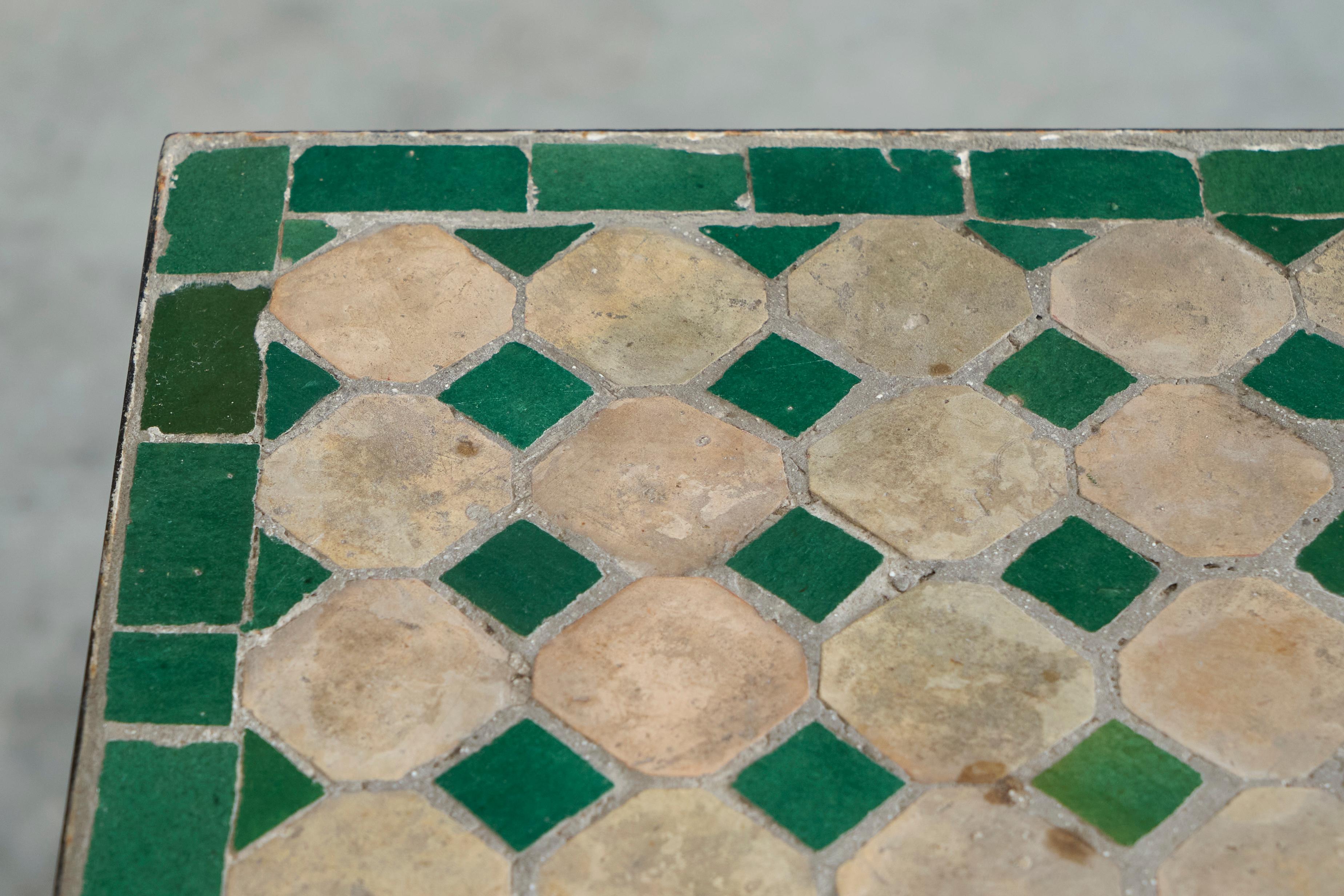 20th Century Wonderful Art Deco Console Table in Patinated Iron and Tiles 1940s For Sale