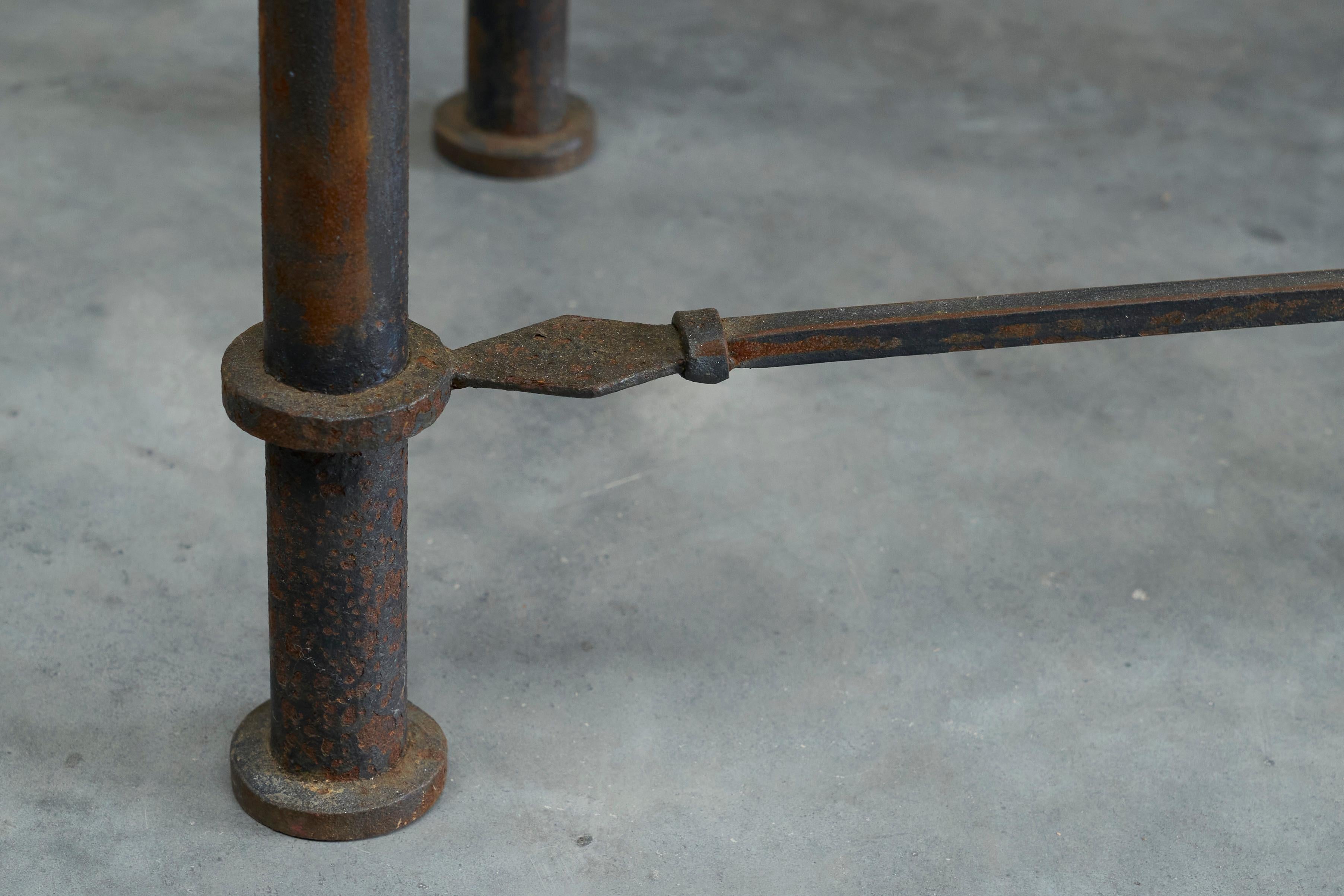 Wonderful Art Deco Console Table in Patinated Iron and Tiles 1940s For Sale 1