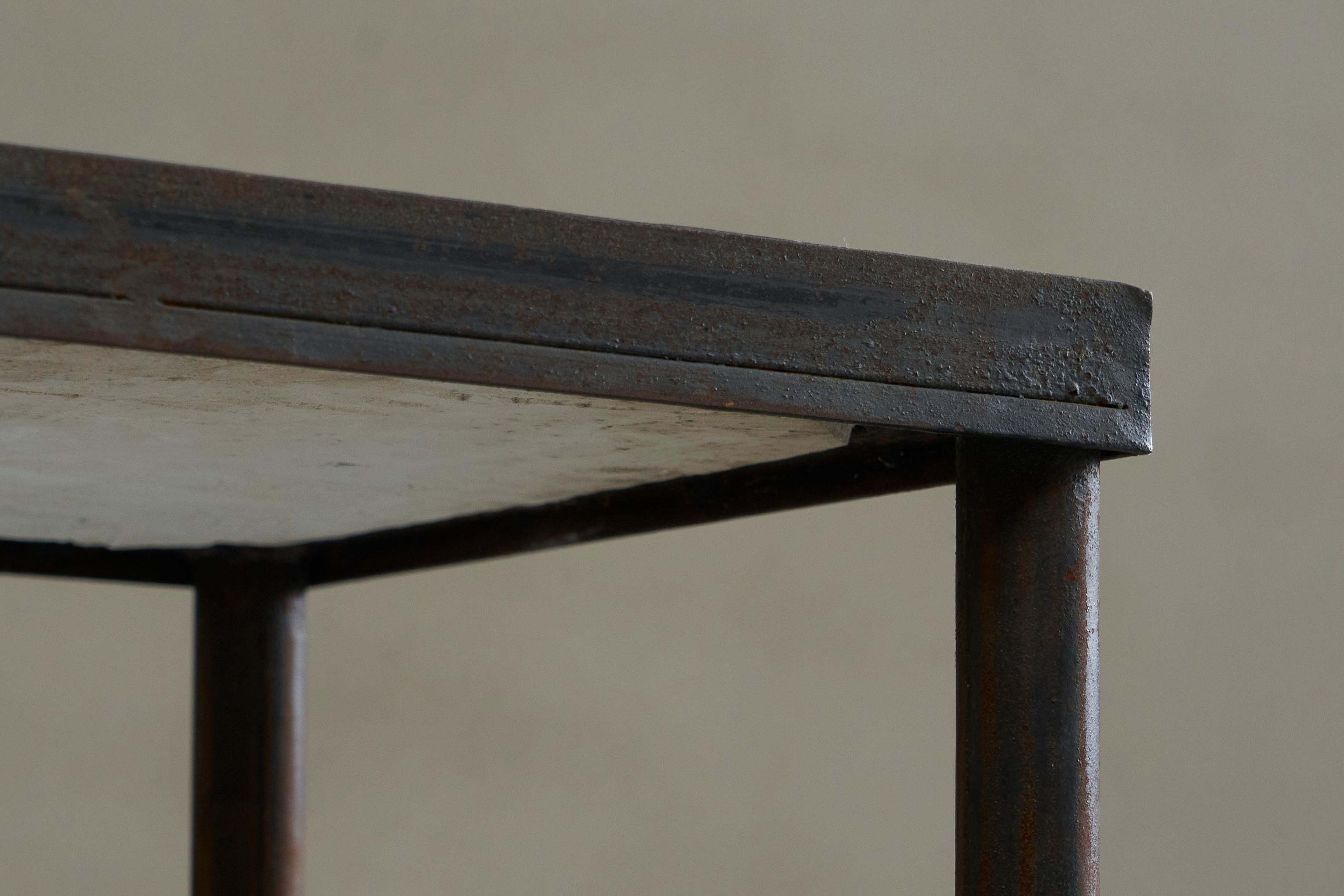 Wonderful Art Deco Console Table in Patinated Iron and Tiles 1940s For Sale 2