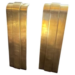 Wonderful Art Deco Modern Danny Alessandro Fireplace Andirons Brass Bronze