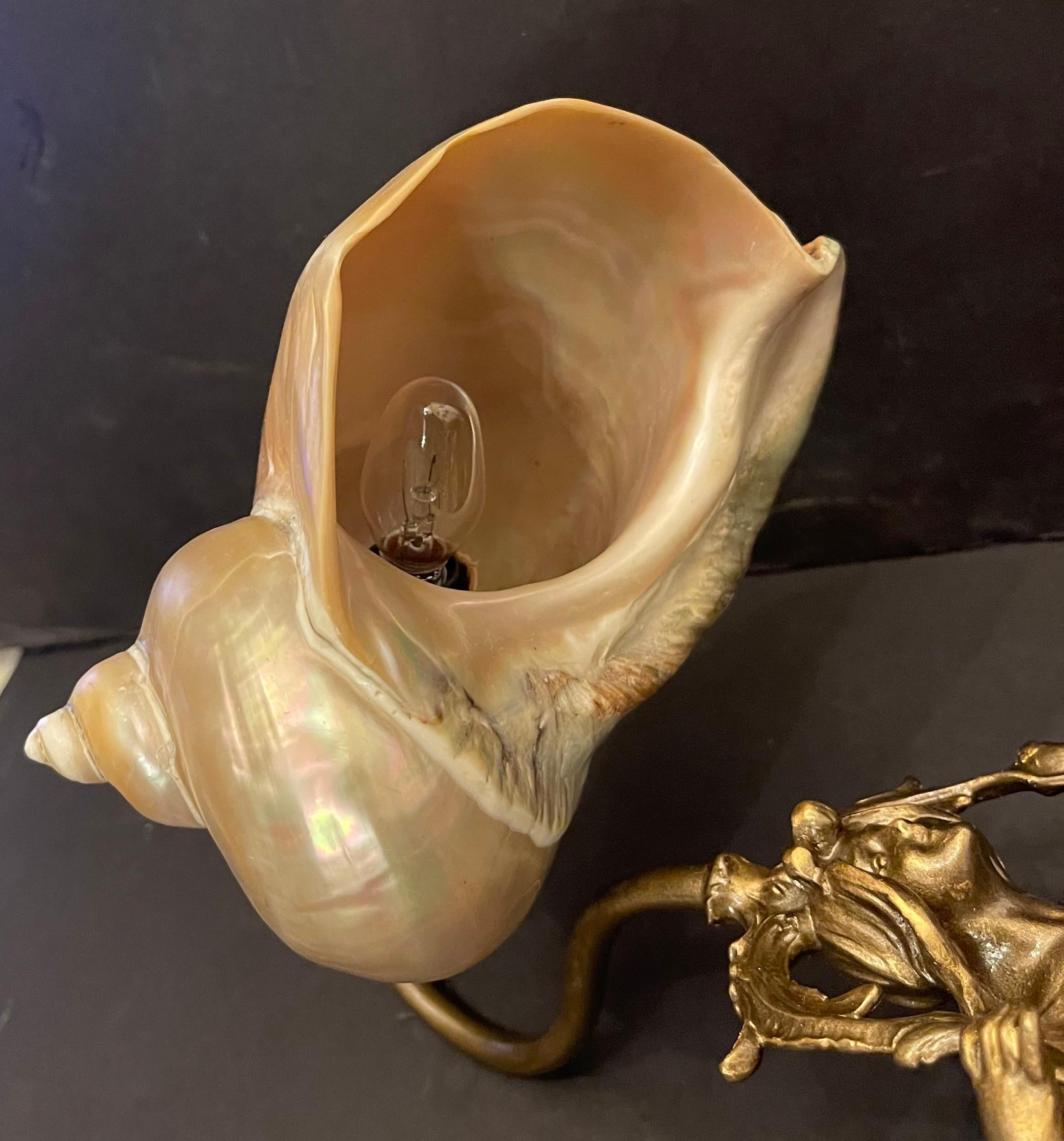 Wonderful Art Nouveau Nautilus Seashell Figural Vida Poche Table Lamp For Sale 1