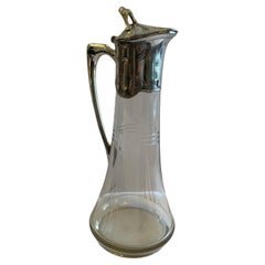 Merveilleux carafe-carafe Art Nouveau en métal argenté gravé en verre WMF