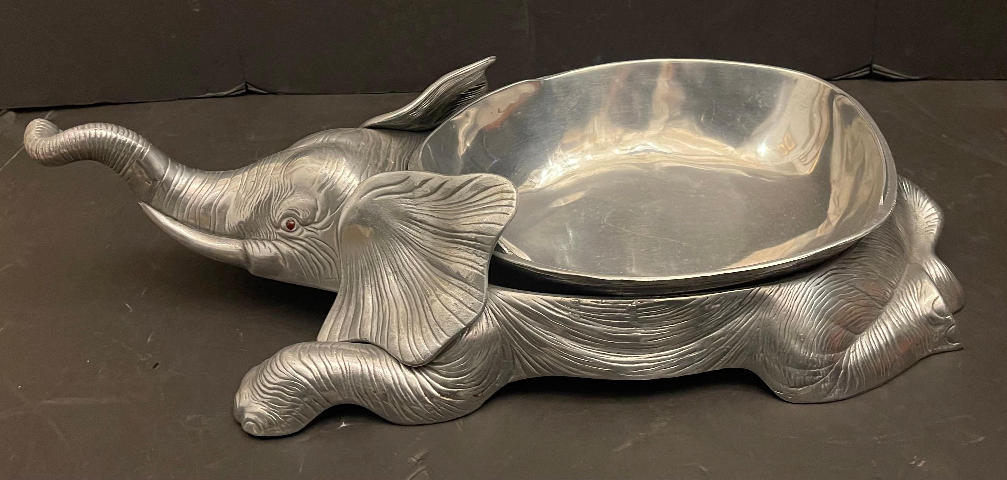 Wonderful Arthur Court Rare Large Aluminium Elephant Wine Cooler Centerpiece In Good Condition For Sale In Roslyn, NY