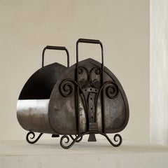 Wonderful Arts and Crafts Log Holder in Wrought Iron 1920s