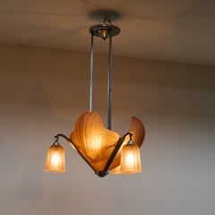 Wonderful Atelier Petitot Art Deco Chandelier France 1930s