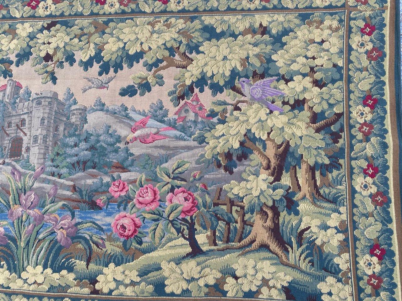 Französischer Jaquar-Wandteppich im Aubusson-Stil, Wunderschön im Angebot 10