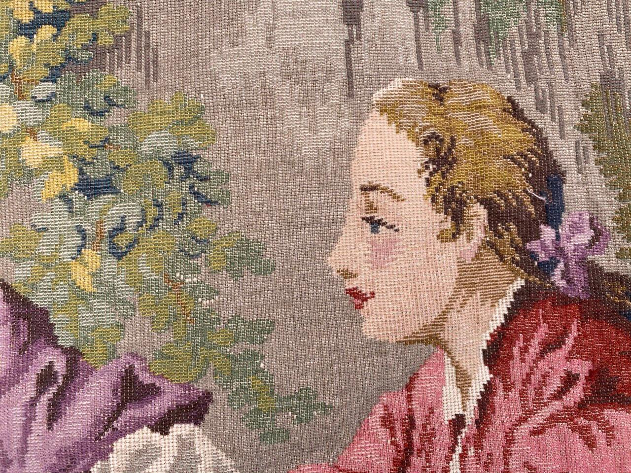 Machine-Made Wonderful Aubusson Style Gallant Scene French Jaquar Tapestry