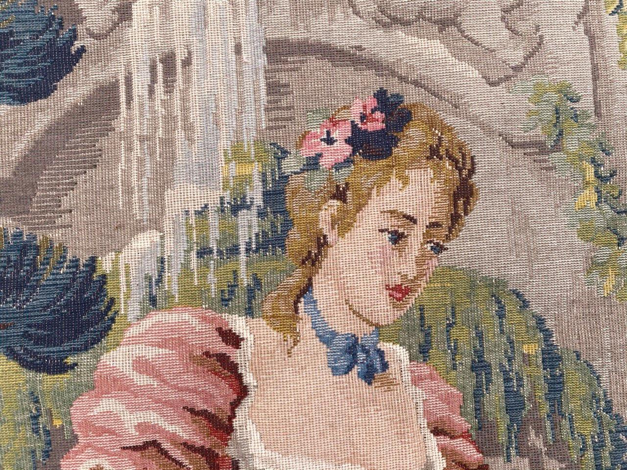 20th Century Wonderful Aubusson Style Gallant Scene French Jaquar Tapestry