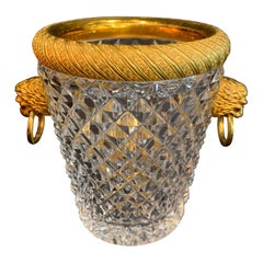 Wonderful Baccarat French Diamond Cut Crystal Bronze Ormolu Ice Bucket Cooler