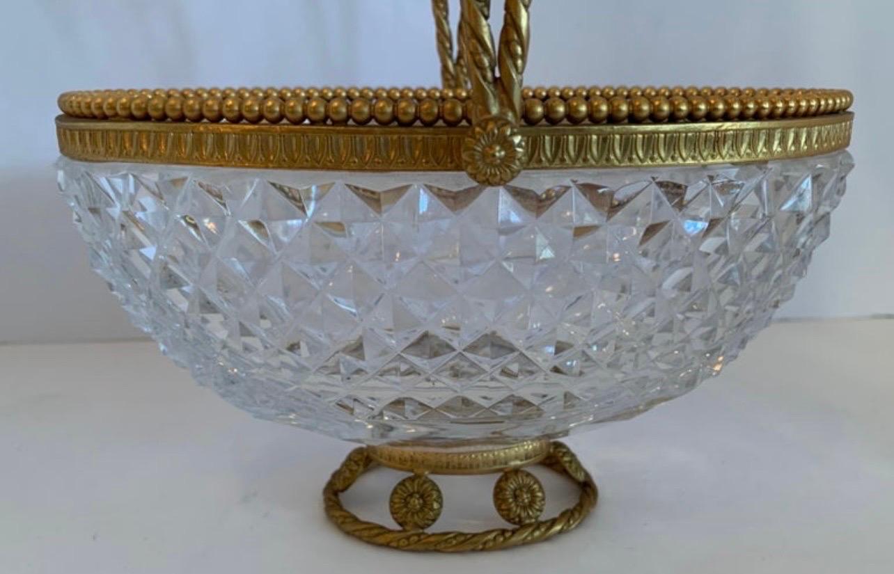 cut glass basket with handle
