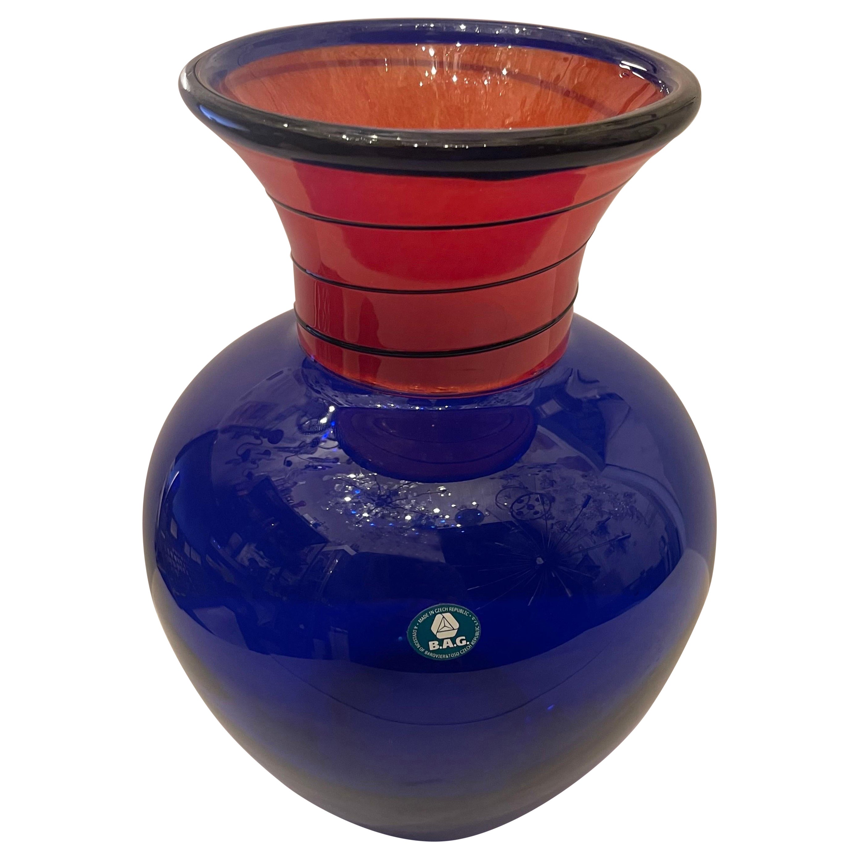 Splendido vaso in vetro artistico firmato B.A.G Barovier & Toso Repubblica Ceca in vendita