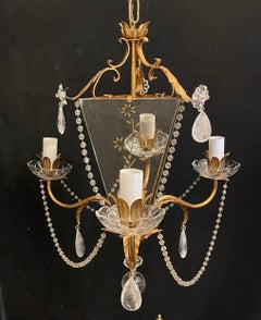 Wunderschöner Kronleuchter im Chinoiserie-Stil mit verspiegelten Bergkristallen und Perlenverzierung