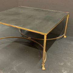 Wonderful Baguès French Bronze Paw Foot Distressed Mirror Coffee Cocktail Table