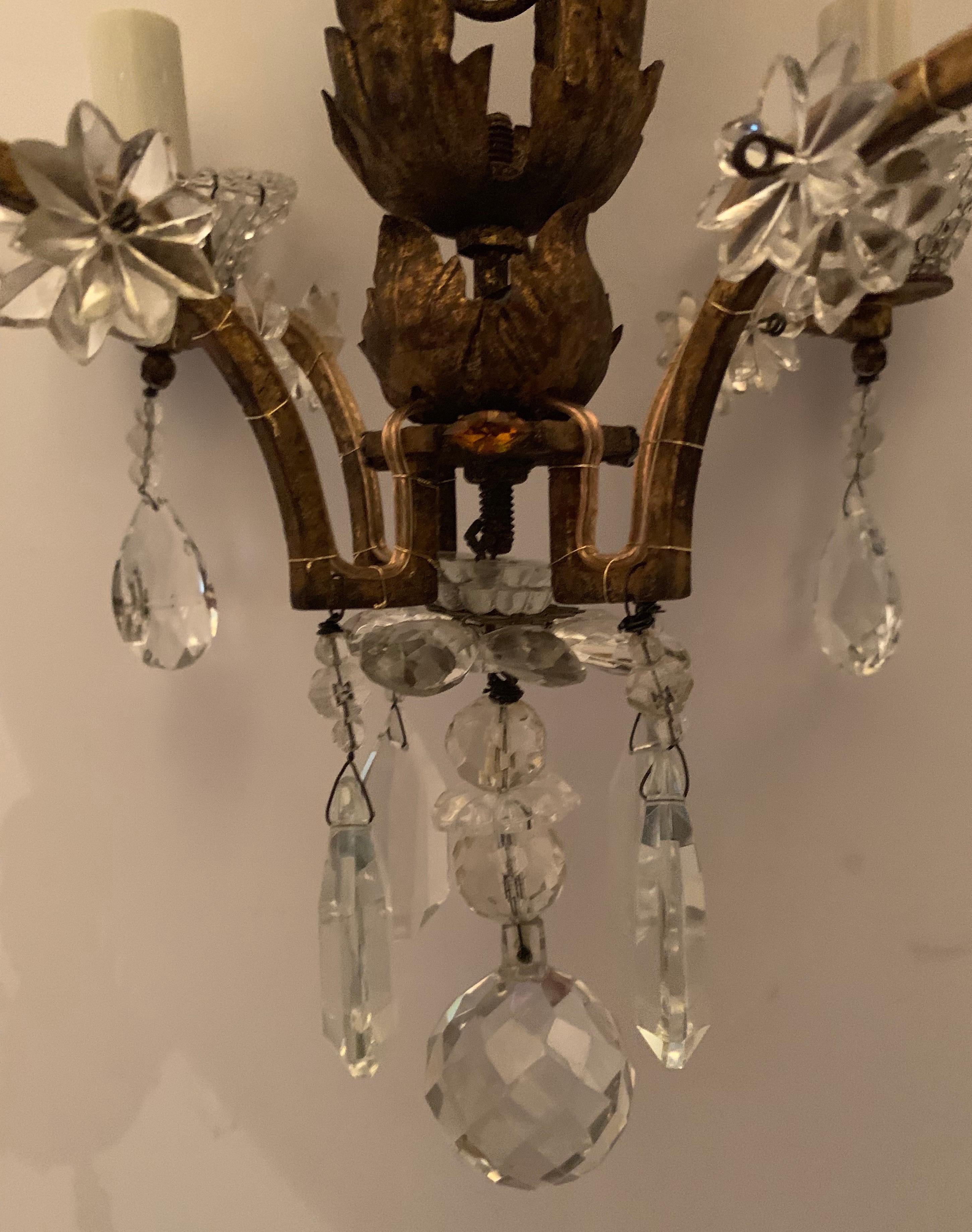 Wonderful Bagues French Gilt Crystal Beaded Petite Chandelier Four-Light Fixture 3