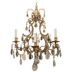 Wonderful Baguès French Rock Crystal Gilt Iron Bird Cage Chandelier Ten-Light