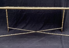 Wonderful Baguès Jansen Faux Bamboo Tole Gilt Glass Top Coffee Cocktail Table