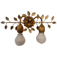 Vintage Wonderful Bagues Leaf Form over Vanity Mirror Sconce Wall Light Fixture Beaded