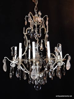 Bagues Style Nine-Light Silvered Rock Crystals Faceted Flower Chandelier