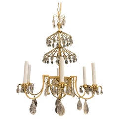Wonderful Baguès Rock Crystal Pagoda Chinoiserie Gold Gilt Chandelier Fixture