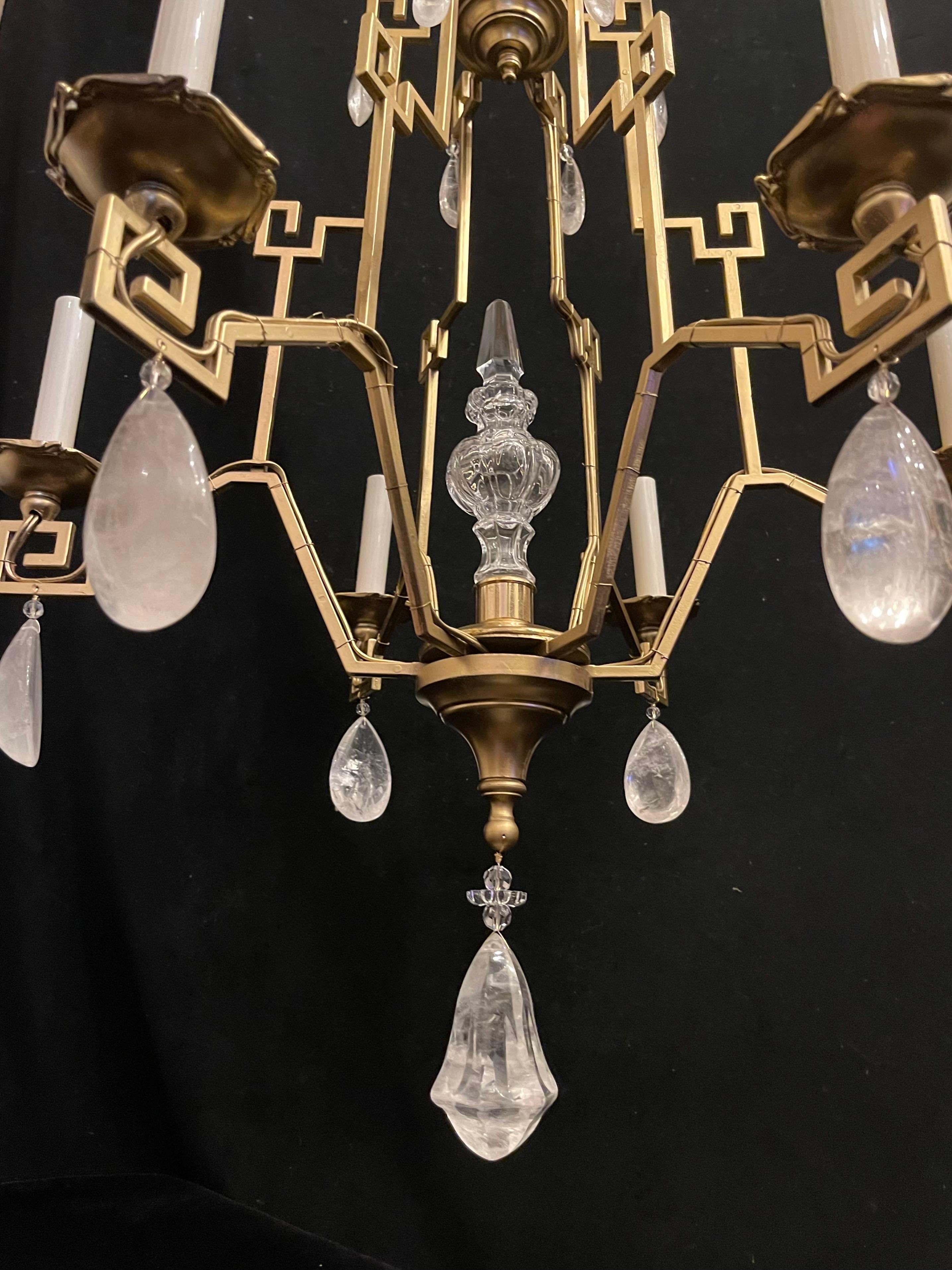 Dorato Meraviglioso lampadario Baguès Rock Crystal Pagoda Chinoiserie Gold Gilt in vendita