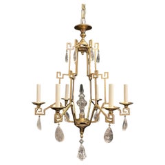 Wonderful Baguès Rock Crystal Pagoda Chinoiserie Gold Gilt Chandelier Fixture