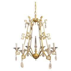 Wonderful Baguès Rock Crystal Pagoda Chinoiserie Gold Gilt Chandelier Fixture