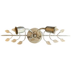 Vintage Wonderful Baguès Silver Leaf over Vanity Mirror Sconce Wall Light Fixture Beaded
