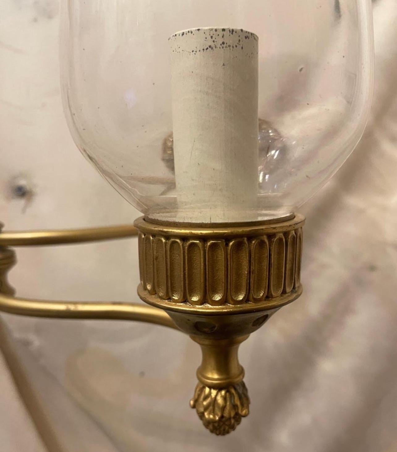 20th Century Wonderful Baguès Vaughan Empire Bronze Swing Arm Hurricane Sconce Wall Lamp For Sale
