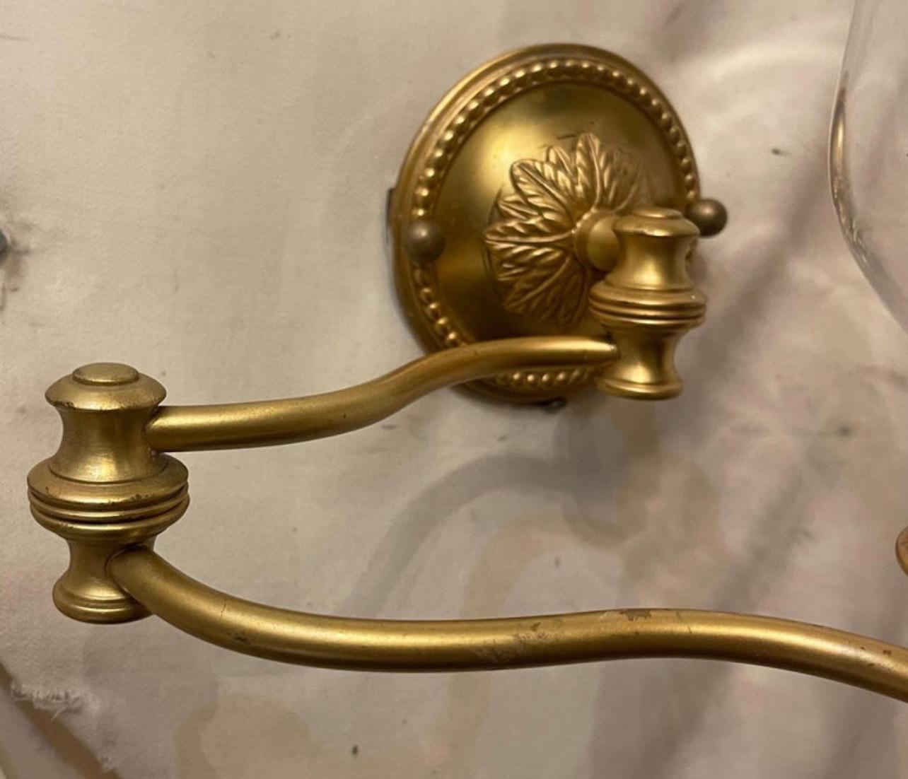 Wonderful Baguès Vaughan Empire Bronze Swing Arm Hurricane Sconce Wall Lamp For Sale 1