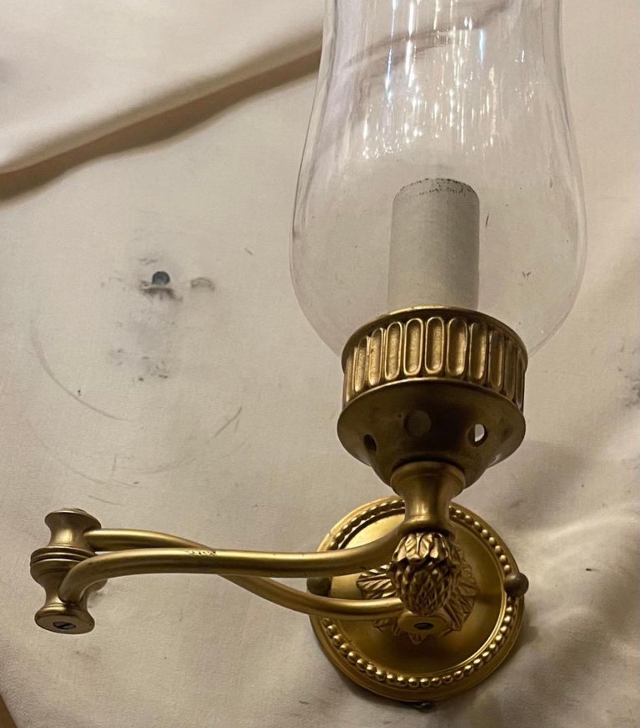 Wonderful Baguès Vaughan Empire Bronze Swing Arm Hurricane Sconce Wall Lamp For Sale 2