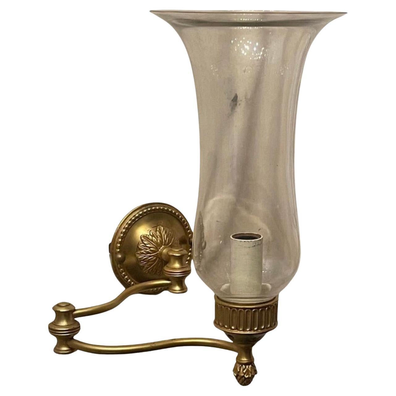Wonderful Baguès Vaughan Empire Bronze Swing Arm Hurricane Sconce Wall Lamp For Sale