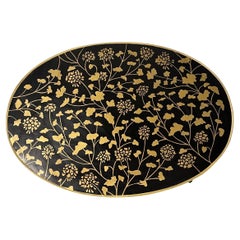 Wunderschöne Bambus Oval Handpainted Tole Scalloped Seite Ende Kaffee Cocktail Tables