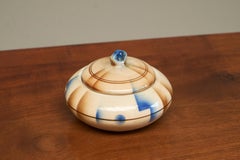 Wunderschöne Studio Pottery-Keramikschale im Bauhaus-Stil mit Deckel, 1930er Jahre