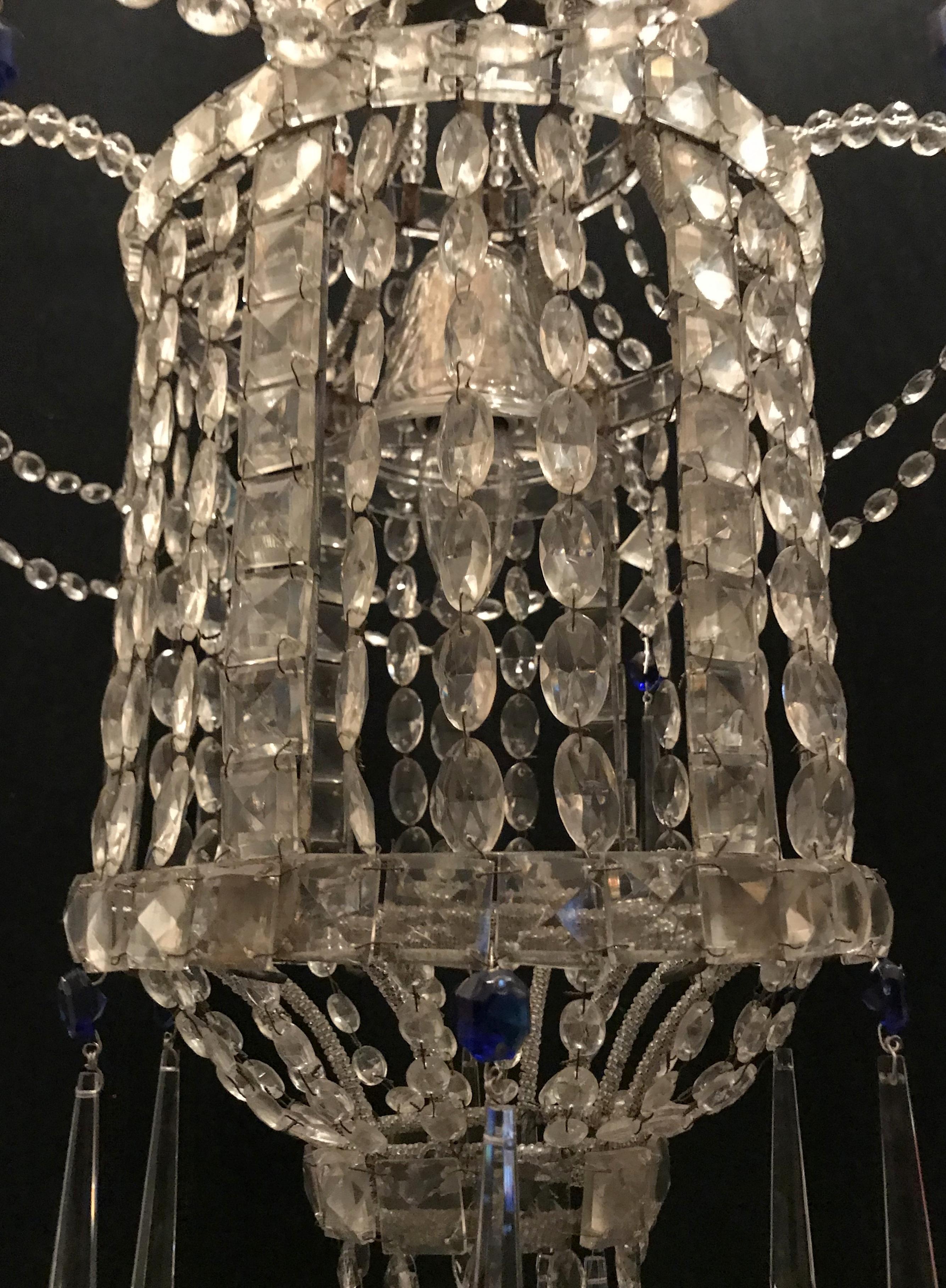 Wonderful Beaded Italian Venetian Blue Crystal Pagoda Lantern Chandelier Pendent 2