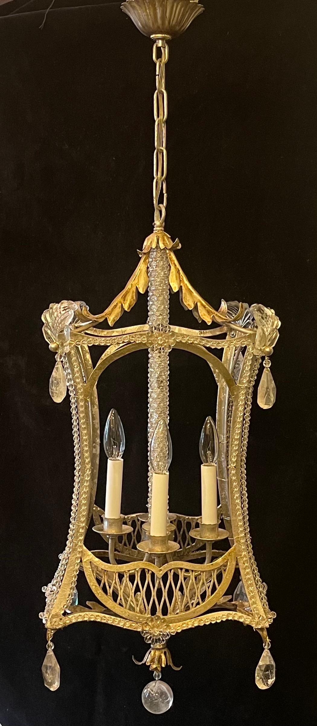 Wunderschöne Perlen Bergkristall Silber vergoldet Chinoiserie Pagode Laterne Kronleuchter (Italienisch) im Angebot