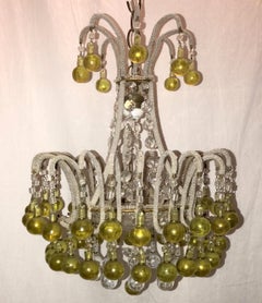 Wonderful Beaded Spider Arm Semi Flush Mount Green Tear Drop Chandelier Pendent