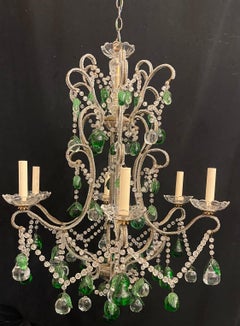 Wonderful Beaded Swag Italian Venetian Murano Emerald Green Fruit Chandelier