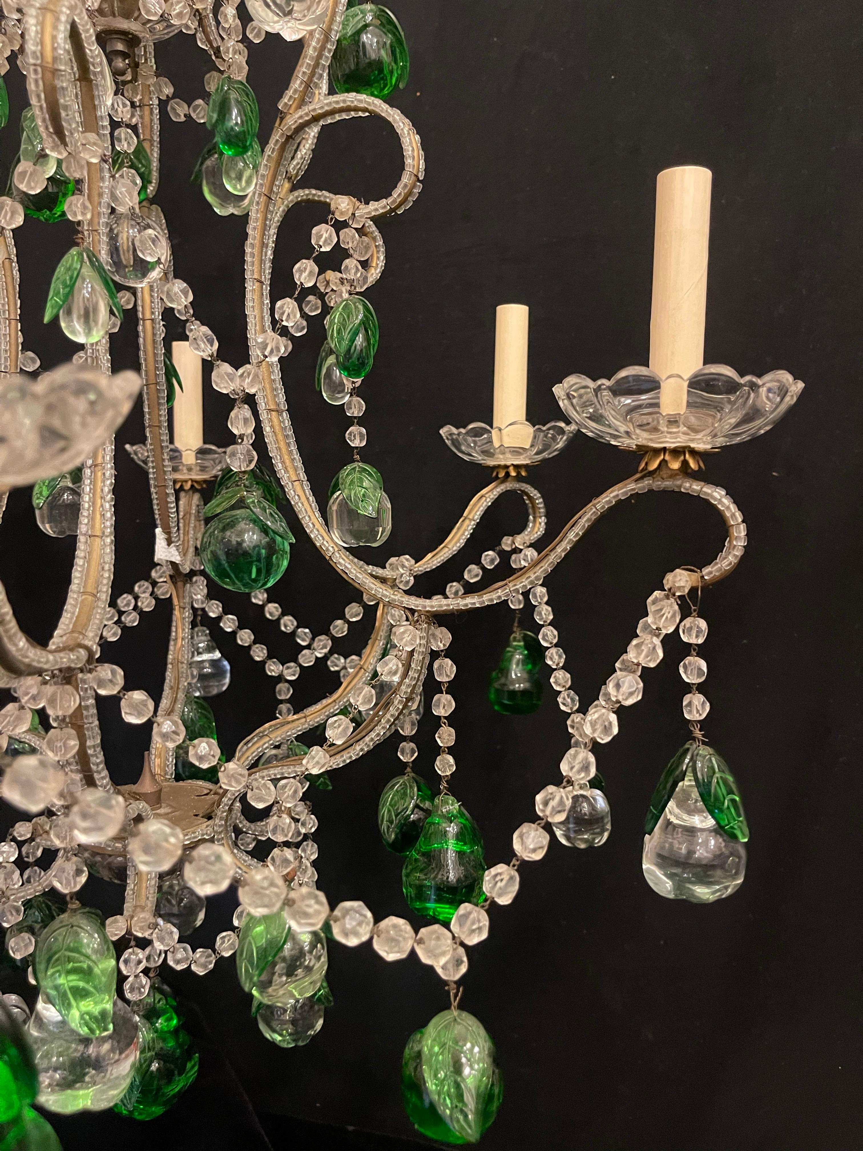 Beads Wonderful Beaded Swag Italian Venetian Murano Emerald Green Fruit Chandelier