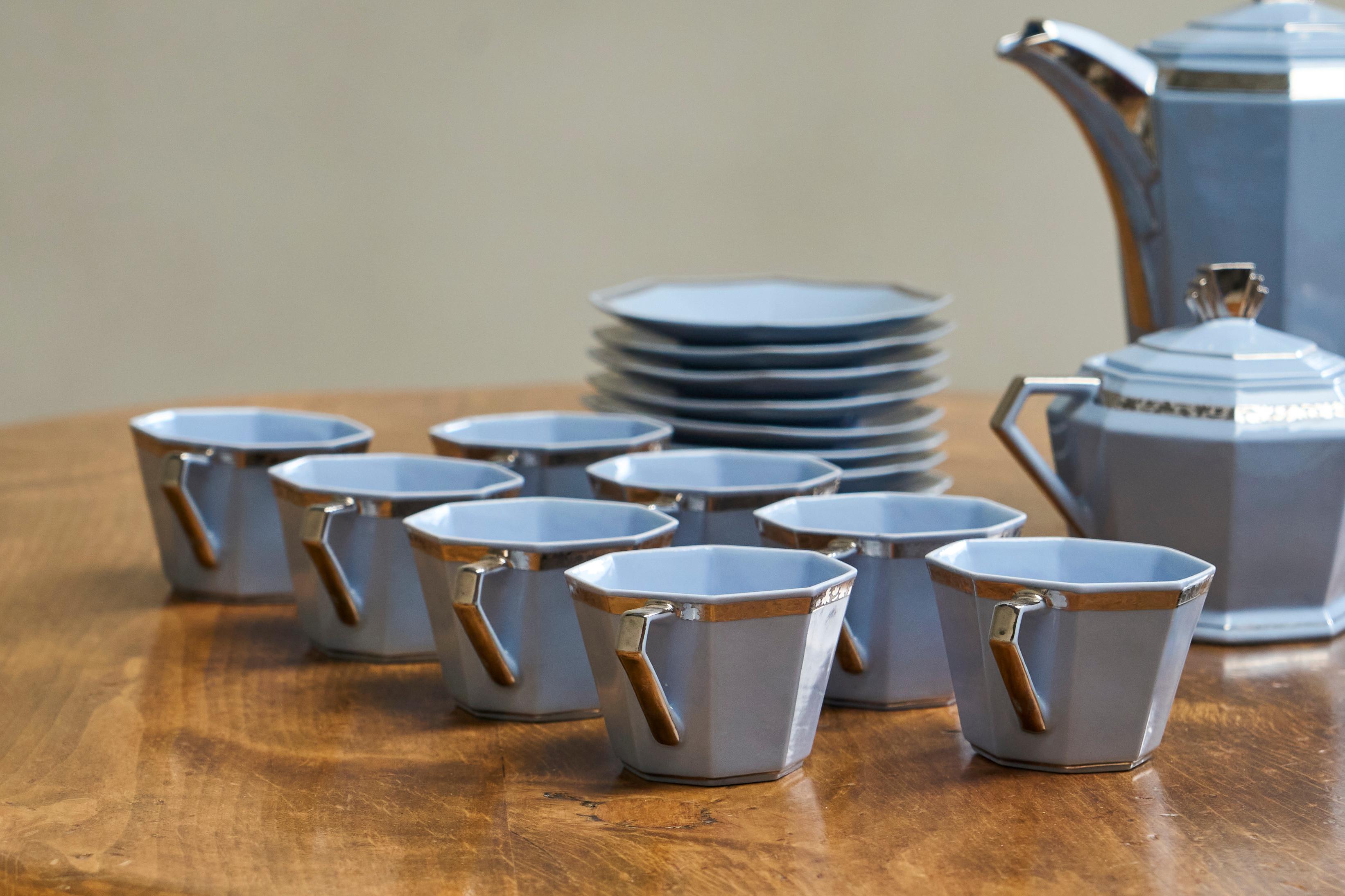Merveilleux service à café belge Art Déco 1930 en vente 11