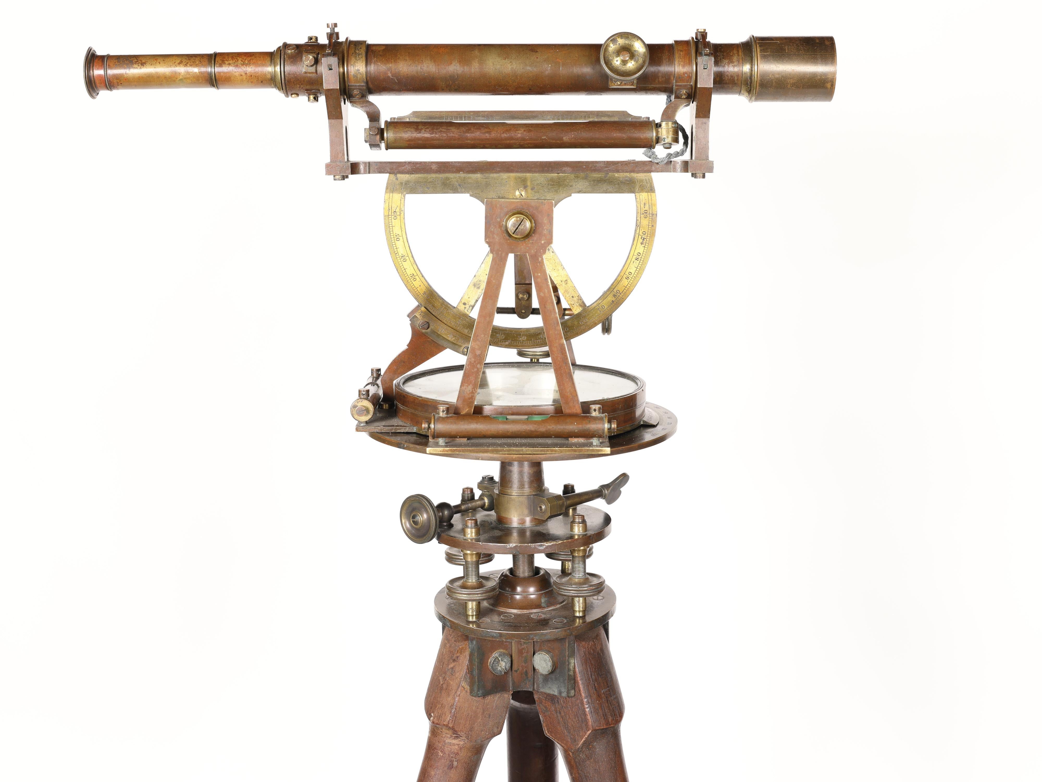 This is a Wonderful Pike & Sons Theodolite (166 Broadway) complete with Box & Tripod.  American made 19th century Theodolites are VERY common.  Finding one in great shape with its original box and tripod is nearly impossible.  And this one comes