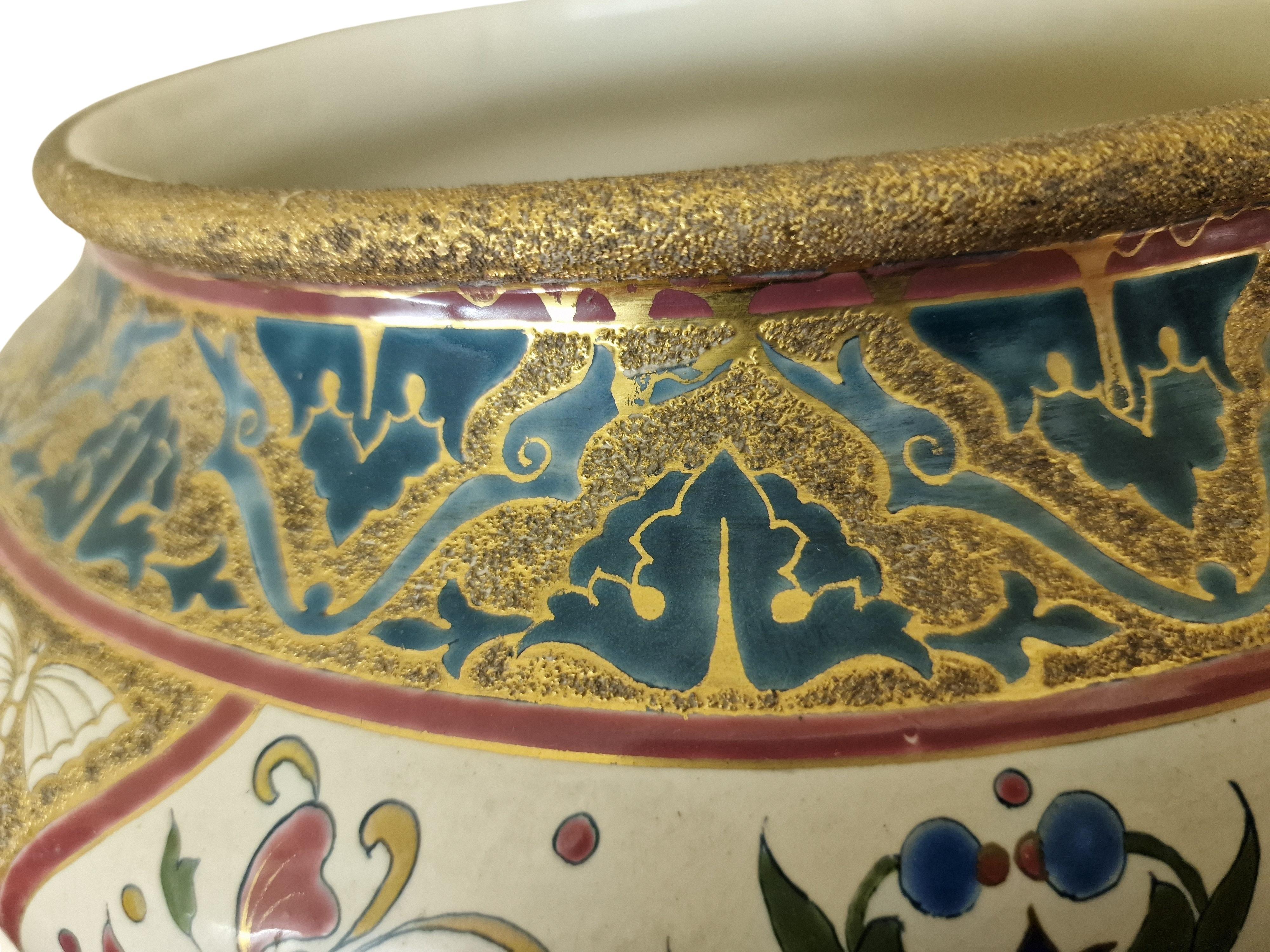 Czech Big flower pot planter cachepot jardiniere Jugendstil Art Nouveau Workshop Znaim