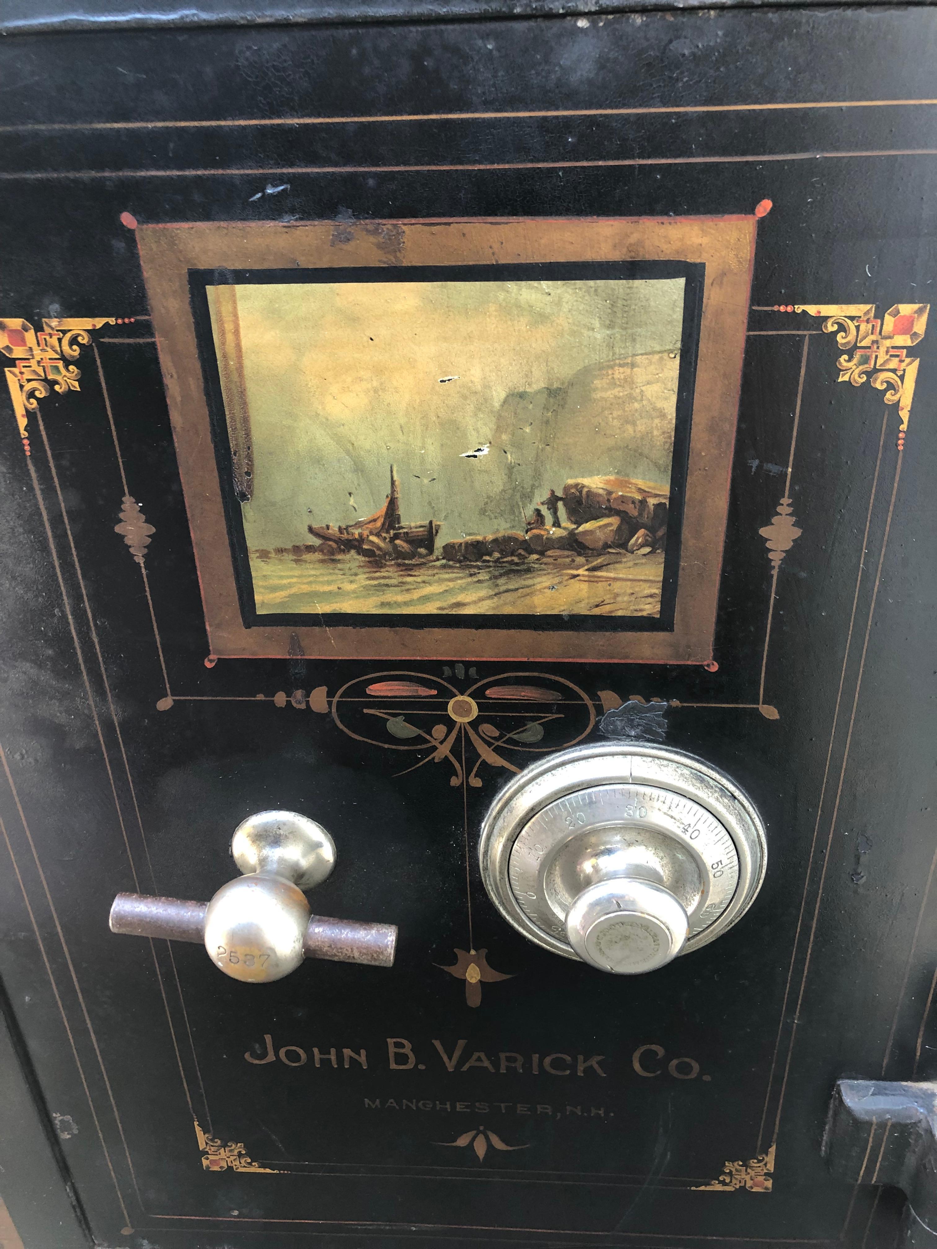 Wonderful Antique Black Cast Iron and Painted Safe by John B. Varick Co. 2