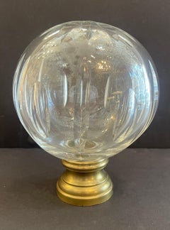 Wonderful Boule d'Escalier Large Cut Crystal Brass Banister Newel Post Finial