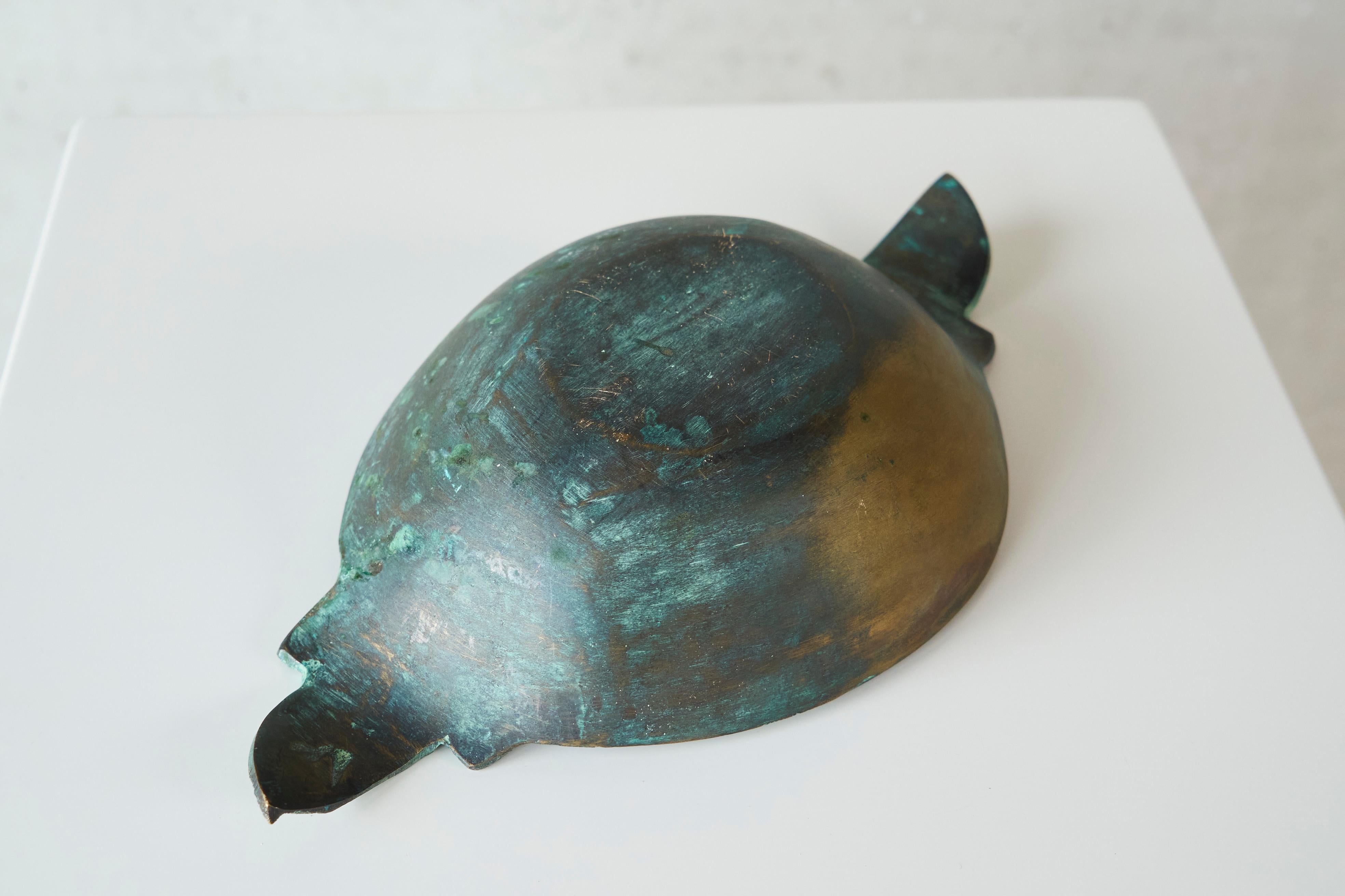 Wonderful Bowl in Verdigris Patinated Bronze Early 20th Century For Sale 5