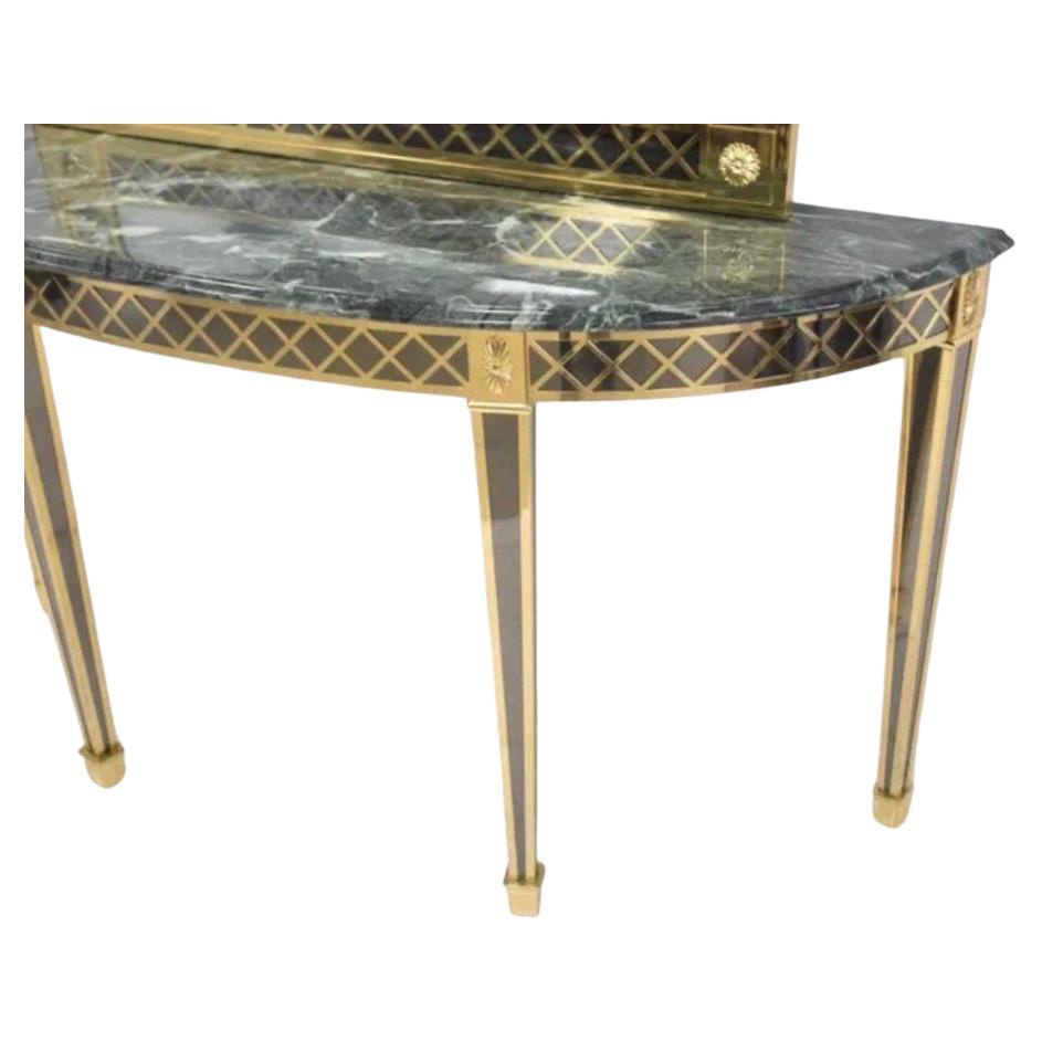 Smussato Meravigliosa console in ottone e bronzo con specchio e piano in marmo di Gianni Versace Atelier Italy in vendita