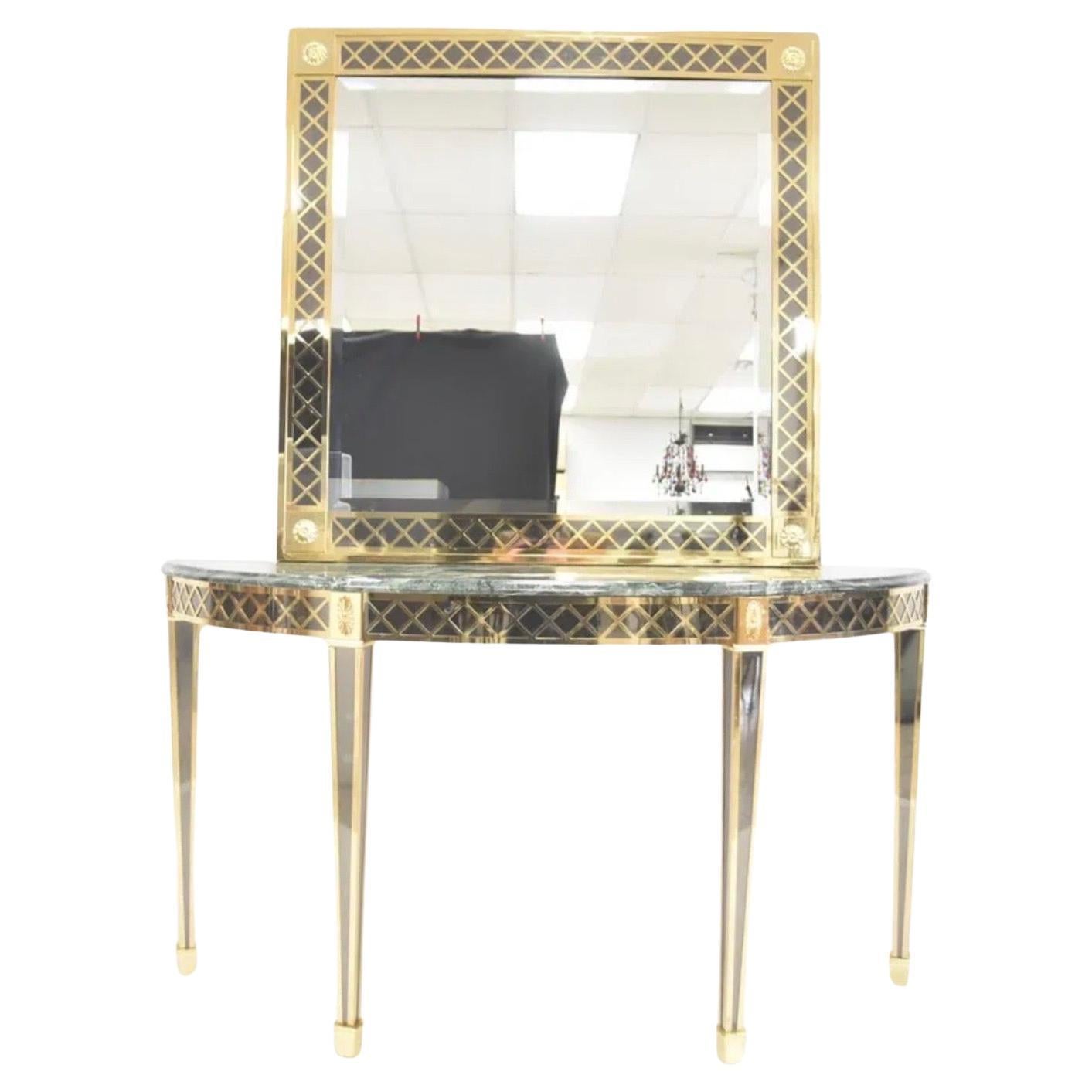 Wunderschöne Gianni Versace Atelier Versace Italien Messing Bronze Spiegel & Marmorplatte Konsole