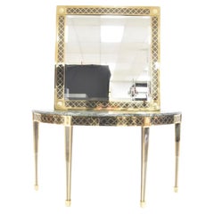 Wonderful Brass Bronze Gianni Versace Atelier Italy Mirror & Marble Top Console