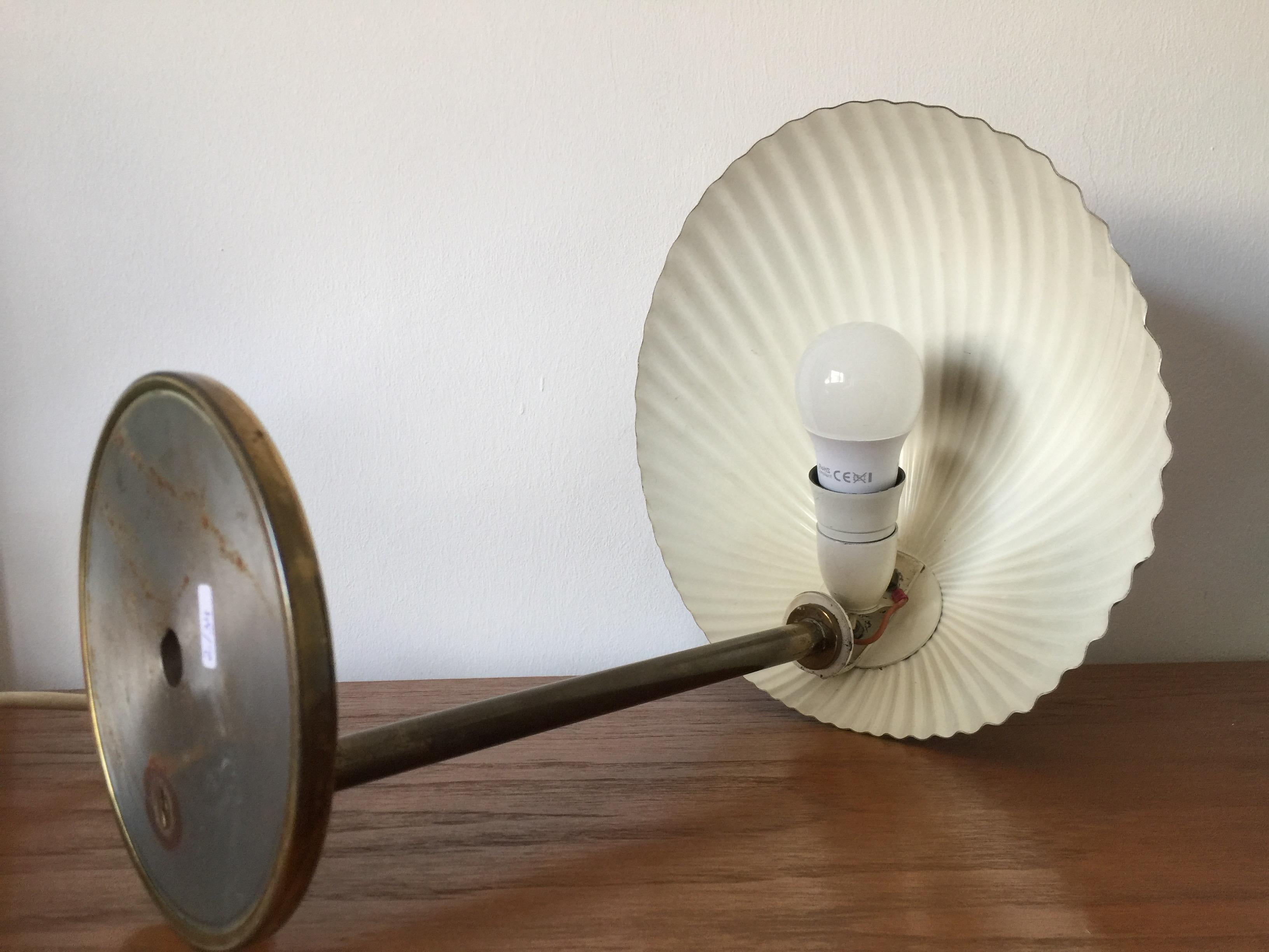 Finnish Wonderful Brass Desk Lamp from Finland with Shell Shade For Sale